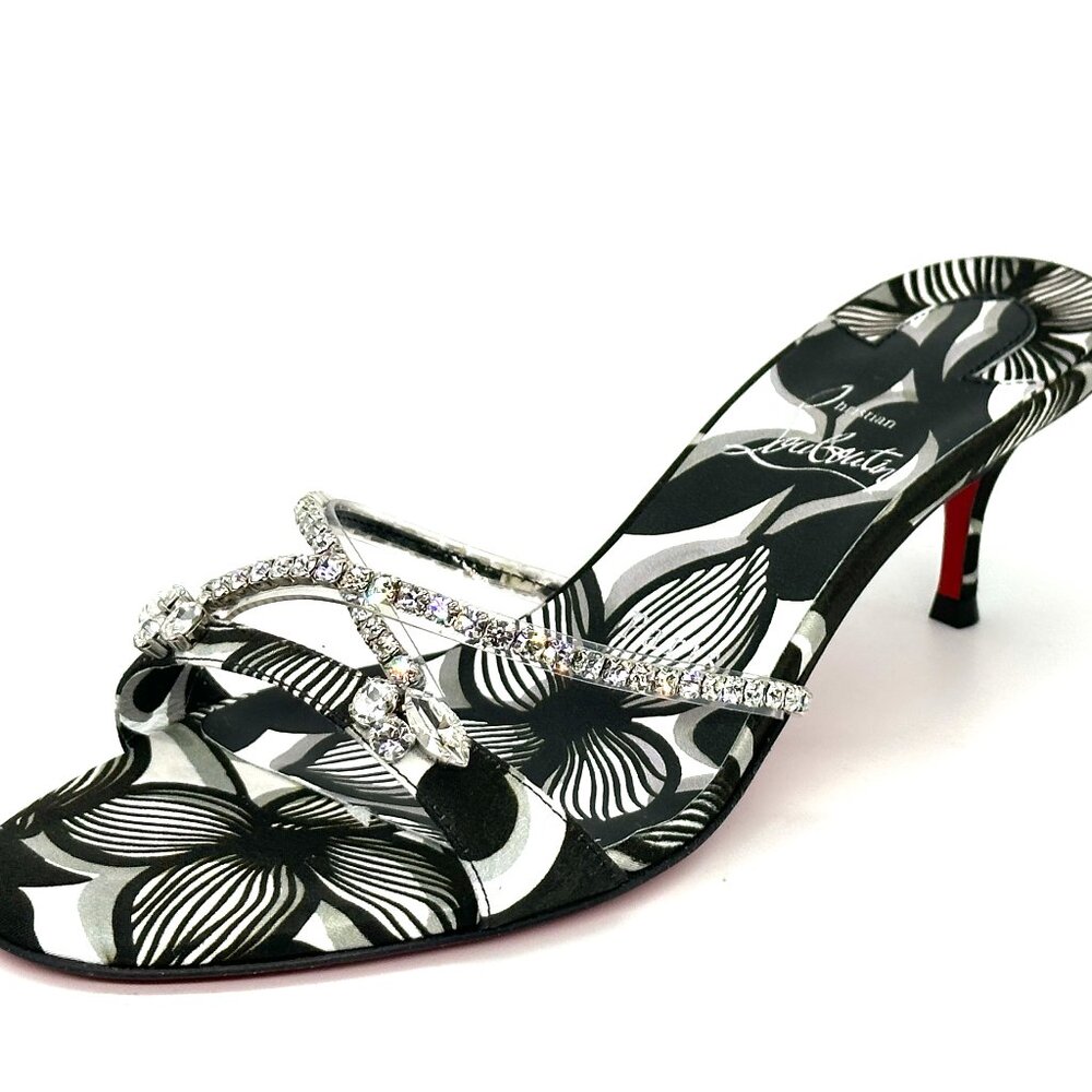 Christian Louboutin IZA QUEEN 55 Jewel Crystal Strap Mule Sandals Heels - Picture 2 of 15